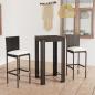 Preview: ARDEBO.de - 3-tlg. Gartenbar-Set mit Kissen Poly Rattan Schwarz