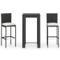 Preview: 3-tlg. Gartenbar-Set mit Kissen Poly Rattan Schwarz