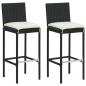 Preview: 3-tlg. Gartenbar-Set mit Kissen Poly Rattan Schwarz