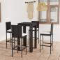Preview: ARDEBO.de - 5-tlg. Gartenbar-Set mit Kissen Poly Rattan Schwarz