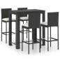 Preview: 5-tlg. Gartenbar-Set mit Kissen Poly Rattan Schwarz