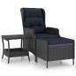 Preview: 2-tlg. Garten-Lounge-Set mit Auflagen Poly Rattan Dunkelgrau