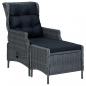 Preview: 2-tlg. Garten-Lounge-Set mit Auflagen Poly Rattan Dunkelgrau