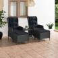 Preview: ARDEBO.de - 3-tlg. Garten-Lounge-Set mit Auflagen Poly Rattan Dunkelgrau
