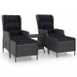 Preview: 3-tlg. Garten-Lounge-Set mit Auflagen Poly Rattan Dunkelgrau