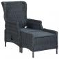 Preview: 3-tlg. Garten-Lounge-Set mit Auflagen Poly Rattan Dunkelgrau