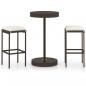 Preview: 3-tlg. Gartenbar-Set mit Kissen Poly Rattan Braun
