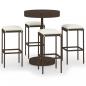 Preview: 5-tlg. Gartenbar-Set mit Kissen Poly Rattan Braun