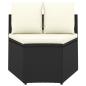 Preview: 6-tlg. Garten-Sofagarnitur mit Auflagen Poly Rattan Schwarz