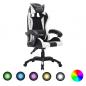 Preview: ARDEBO.de - Gaming-Stuhl mit RGB LED-Leuchten Weiß und Schwarz Kunstleder 