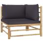 Preview: 6-tlg. Garten-Lounge-Set mit Dunkelgrauen Kissen Bambus