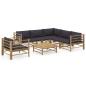 Preview: 7-tlg. Garten-Lounge-Set mit Dunkelgrauen Kissen Bambus