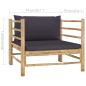 Preview: 7-tlg. Garten-Lounge-Set mit Dunkelgrauen Kissen Bambus