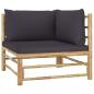 Preview: 8-tlg. Garten-Lounge-Set mit Dunkelgrauen Kissen Bambus
