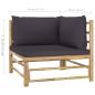 Preview: 12-tlg. Garten-Lounge-Set mit Dunkelgrauen Kissen Bambus