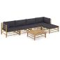 Preview: 6-tlg. Garten-Lounge-Set mit Dunkelgrauen Kissen Bambus