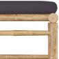 Preview: 3-tlg. Garten-Lounge-Set mit Dunkelgrauen Kissen Bambus
