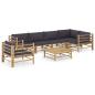 Preview: 7-tlg. Garten-Lounge-Set mit Dunkelgrauen Kissen Bambus