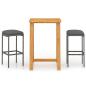 Preview: 3-tlg. Gartenbar-Set mit Kissen Grau