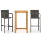 Preview: 3-tlg. Gartenbar-Set Grau
