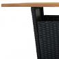Preview: Bartisch Schwarz 80x80x110 cm Poly Rattan und Massivholz Akazie