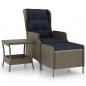 Preview: 2-tlg. Garten-Lounge-Set mit Auflagen Poly Rattan Braun
