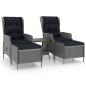 Preview: 3-tlg. Garten-Lounge-Set mit Auflagen Poly Rattan Hellgrau