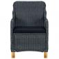 Preview: 3-tlg. Garten-Lounge-Set mit Auflagen Poly Rattan Dunkelgrau