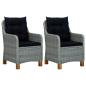 Preview: 3-tlg. Garten-Lounge-Set mit Auflagen Poly Rattan Hellgrau