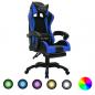 Preview: ARDEBO.de - Gaming-Stuhl mit RGB LED-Leuchten Blau und Schwarz Kunstleder