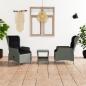 Preview: ARDEBO.de - 3-tlg. Garten-Lounge-Set mit Auflagen Poly Rattan Hellgrau