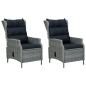 Preview: 3-tlg. Garten-Lounge-Set mit Auflagen Poly Rattan Hellgrau