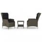 Preview: 3-tlg. Garten-Lounge-Set mit Auflagen Poly Rattan Braun