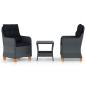Preview: 3-tlg. Garten-Lounge-Set mit Auflagen Poly Rattan Dunkelgrau