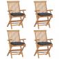 Preview: ARDEBO.de - Gartenstühle mit Anthrazit Kissen 4 Stk. Massivholz Teak