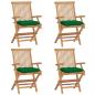Preview: ARDEBO.de - Gartenstühle mit Grünen Kissen 4 Stk. Massivholz Teak