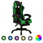 Preview: ARDEBO.de - Gaming-Stuhl mit RGB LED-Leuchten Grün und Schwarz Kunstleder 