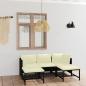 Preview: 5-tlg. Garten-Lounge-Set mit Kissen Poly Rattan Schwarz