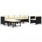 Preview: 7-tlg. Garten-Lounge-Set mit Kissen Poly Rattan Schwarz