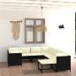 Preview: 9-tlg. Garten-Lounge-Set mit Kissen Poly Rattan Schwarz