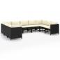 Preview: 9-tlg. Garten-Lounge-Set mit Kissen Poly Rattan Schwarz