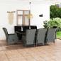 Preview: ARDEBO.de - 9-tlg. Garten-Essgruppe mit Auflagen Poly Rattan Hellgrau