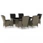 Preview: 7-tlg. Garten-Essgruppe mit Auflagen Poly Rattan Braun