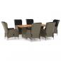 Preview: 7-tlg. Garten-Essgruppe mit Auflagen Poly Rattan Braun