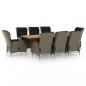 Preview: 9-tlg. Garten-Essgruppe mit Auflagen Poly Rattan Braun