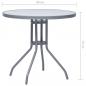 Preview: Gartentisch Hellgrau 80 cm Stahl und Glas