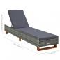 Preview: Sonnenliege mit Auflage Poly Rattan Grau