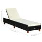 Preview: Sonnenliege mit Auflage Poly Rattan Schwarz