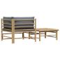 Preview: 2-tlg. Garten-Lounge-Set mit Dunkelgrauen Kissen Bambus