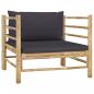 Preview: ARDEBO.de - Gartensofa mit Dunkelgrauen Kissen Bambus 